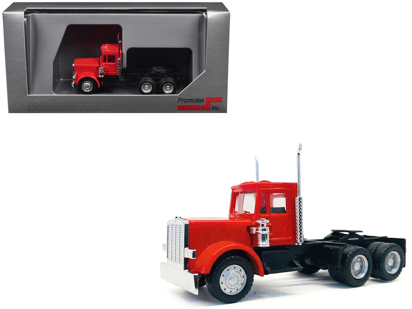 Peterbilt Short Day Cab with Updated Grill Red 1/87 (HO) Plastic Model Car by Promotex