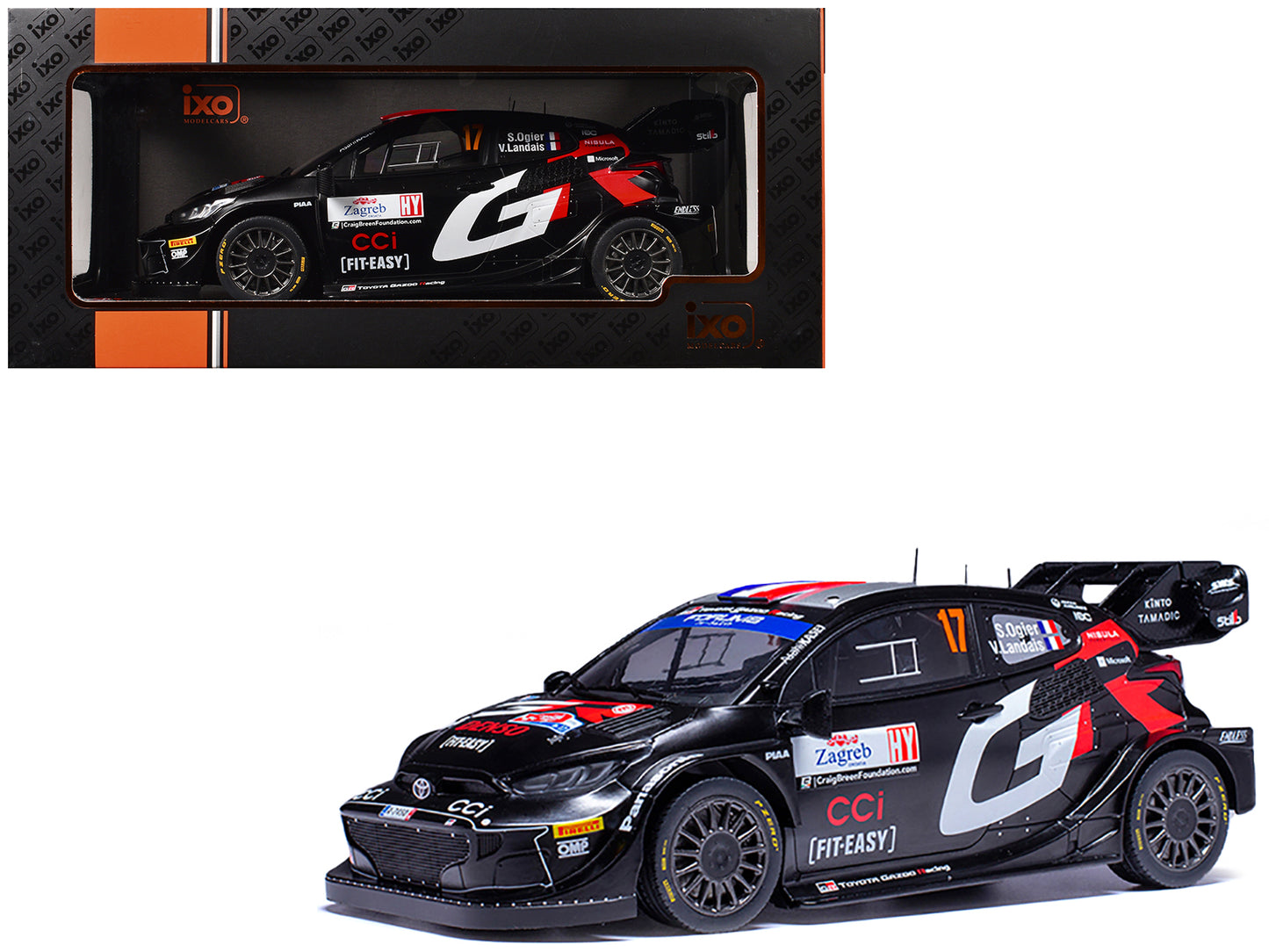 Toyota GR Yaris Rally1 Hybrid #17 Sebastien Ogier - Vincent Landais Winner "Rally Croatia" (2024) 1/18 Diecast Model Car by IXO Models