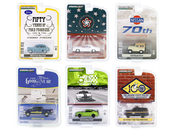 "Anniversary Collection" Set of 6 pieces Series 16 1/64 Diecast Model Cars by Greenlight "Anniversary Collection" Set of 6 pieces Series 16 1/64 Diecast Model Cars by Greenlight