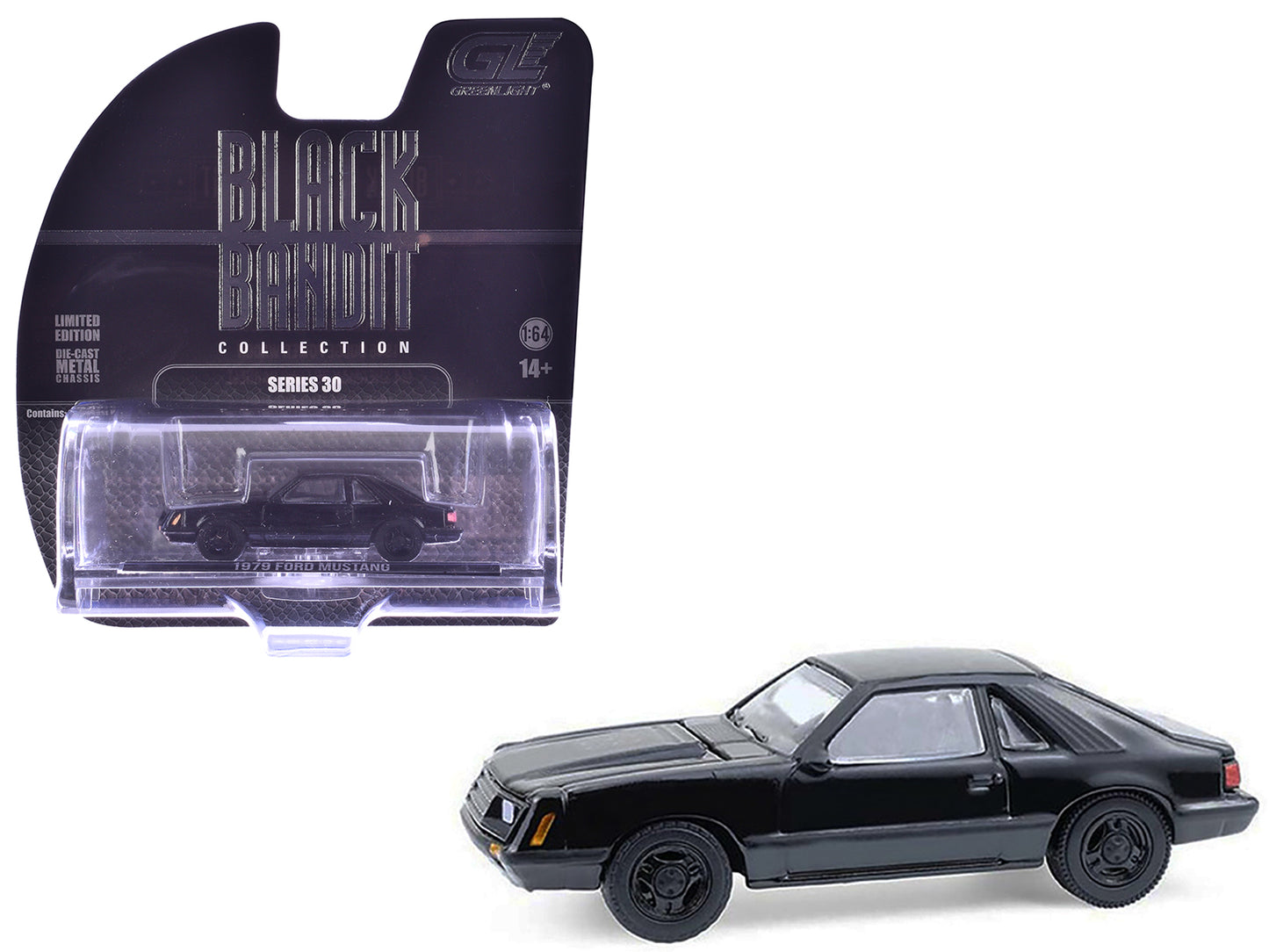 1979 Ford Mustang Fastback Black "Black Bandit" Series 30 1/64 Diecast Model Car by Greenlight - Use code SHOPAPP15 to get 15 percent off