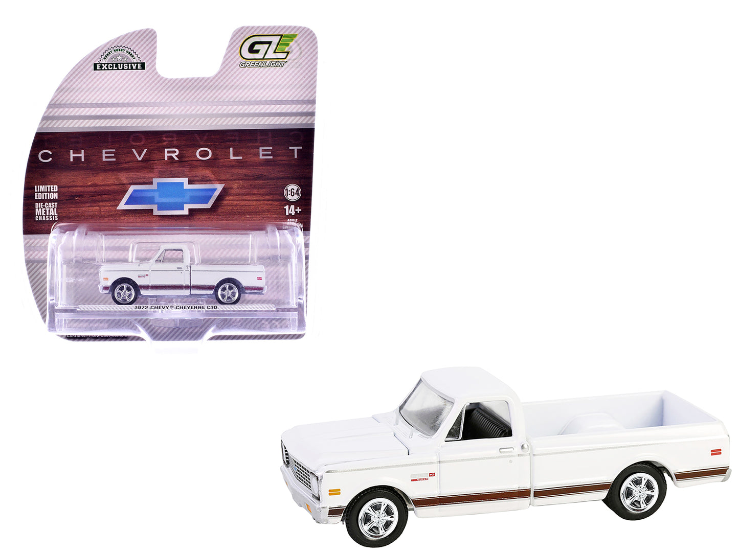 1972 Chevrolet Cheyenne C10 Short Bed Pickup Truck White "Hobby Exclusive" Series 1/64 Diecast Model Car by Greenlight - Use code SHOPAPP15 to get 15 percent off