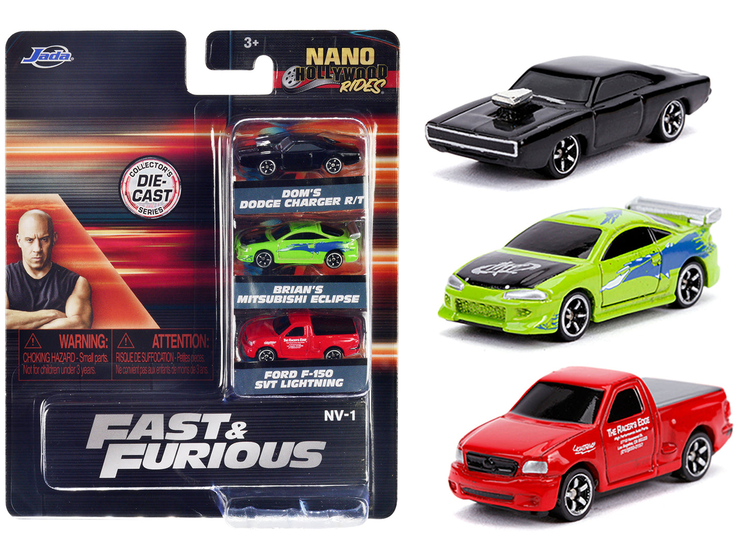 "Fast & Furious" 3 piece Set "Nano Hollywood Rides" Diecast Model Cars by Jada - Use code SHOPAPP15 to get 15 percent off