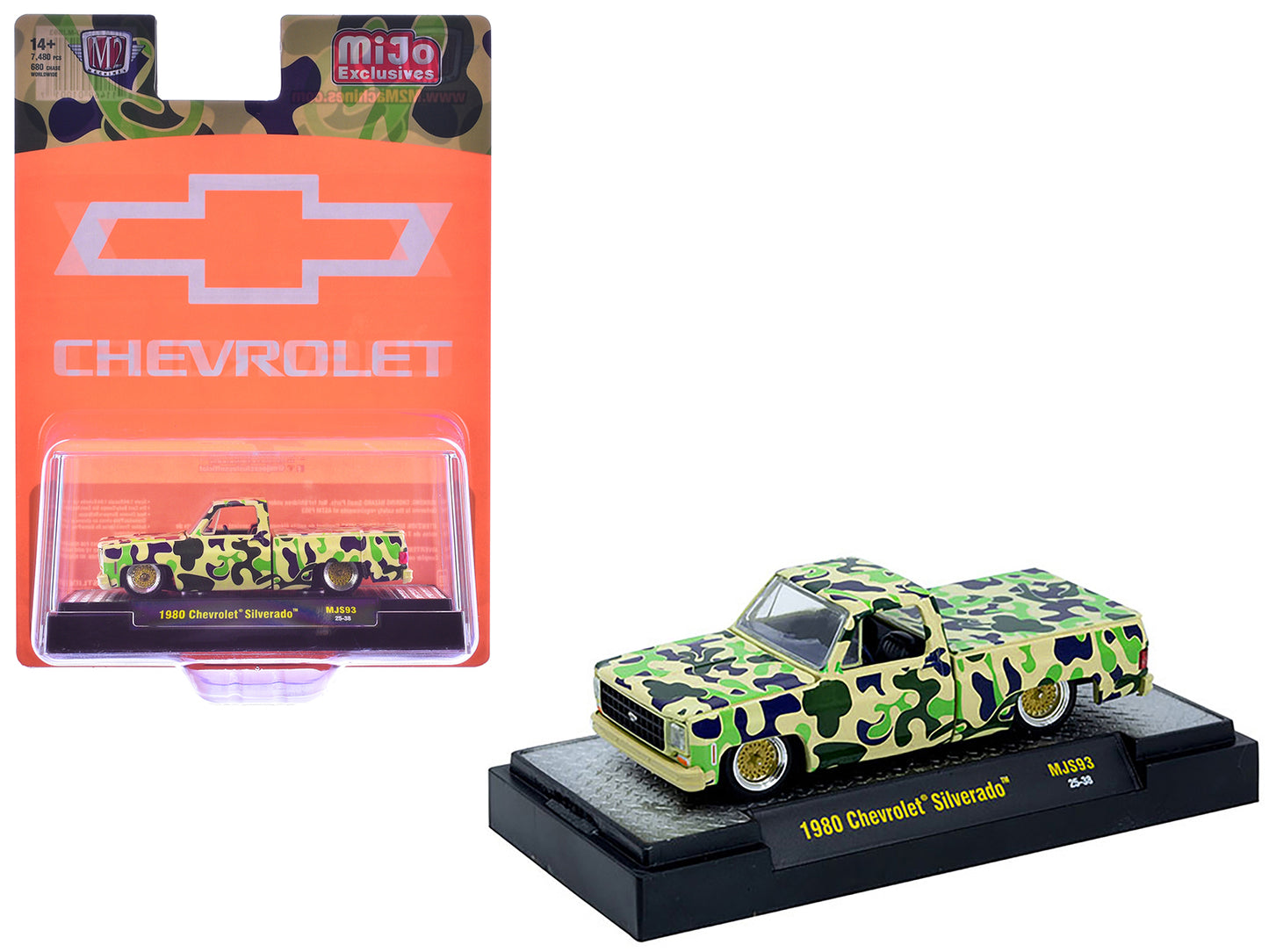 1980 Chevrolet Silverado Pickup Truck Camouflage Limited Edition to 7480 pieces Worldwide 1/64 Diecast Model Car by M2 Machines