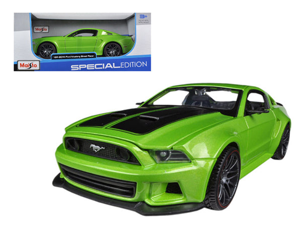 2014 Ford Mustang "Street Racer" Green Metallic with Black Stripes "Special Edition" Series 1/24 Diecast Model Car by Maisto 2014 Ford Mustang "Street Racer" Green Metallic with Black Stripes "Special Edition" Series 1/24 Diecast Model Car by Maisto