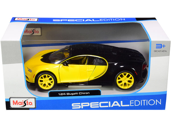 Bugatti Chiron Yellow and Black 1/24 Diecast Model Car by Maisto Bugatti Chiron Yellow and Black 1/24 Diecast Model Car by Maisto