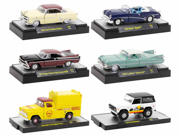 "Auto-Thentics" 6 piece Set Release 91 IN DISPLAY CASES Limited Edition 1/64 Diecast Model Cars by M2 Machines "Auto-Thentics" 6 piece Set Release 91 IN DISPLAY CASES Limited Edition 1/64 Diecast Model Cars by M2 Machines