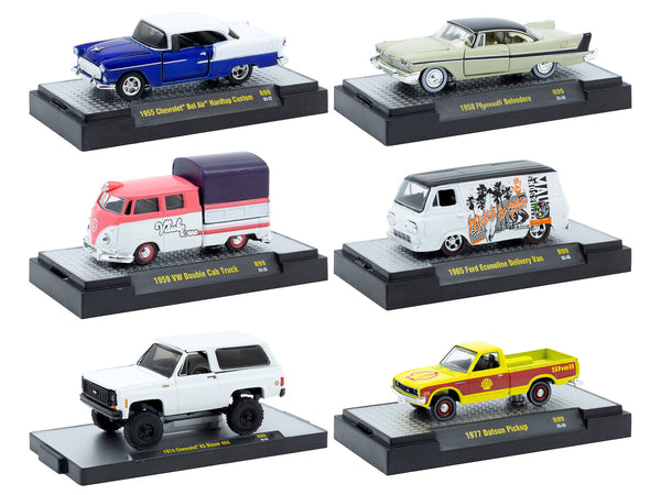 "Auto-Thentics" 6 piece Set Release 99 IN DISPLAY CASES Limited Edition 1/64 Diecast Model Cars by M2 Machines "Auto-Thentics" 6 piece Set Release 99 IN DISPLAY CASES Limited Edition 1/64 Diecast Model Cars by M2 Machines