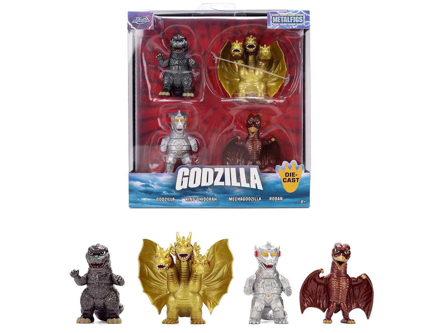 Set of 4 Diecast Figures "Godzilla" Franchise "Metalfigs" Series by Jada - Use code SHOPAPP15 to get 15 percent off