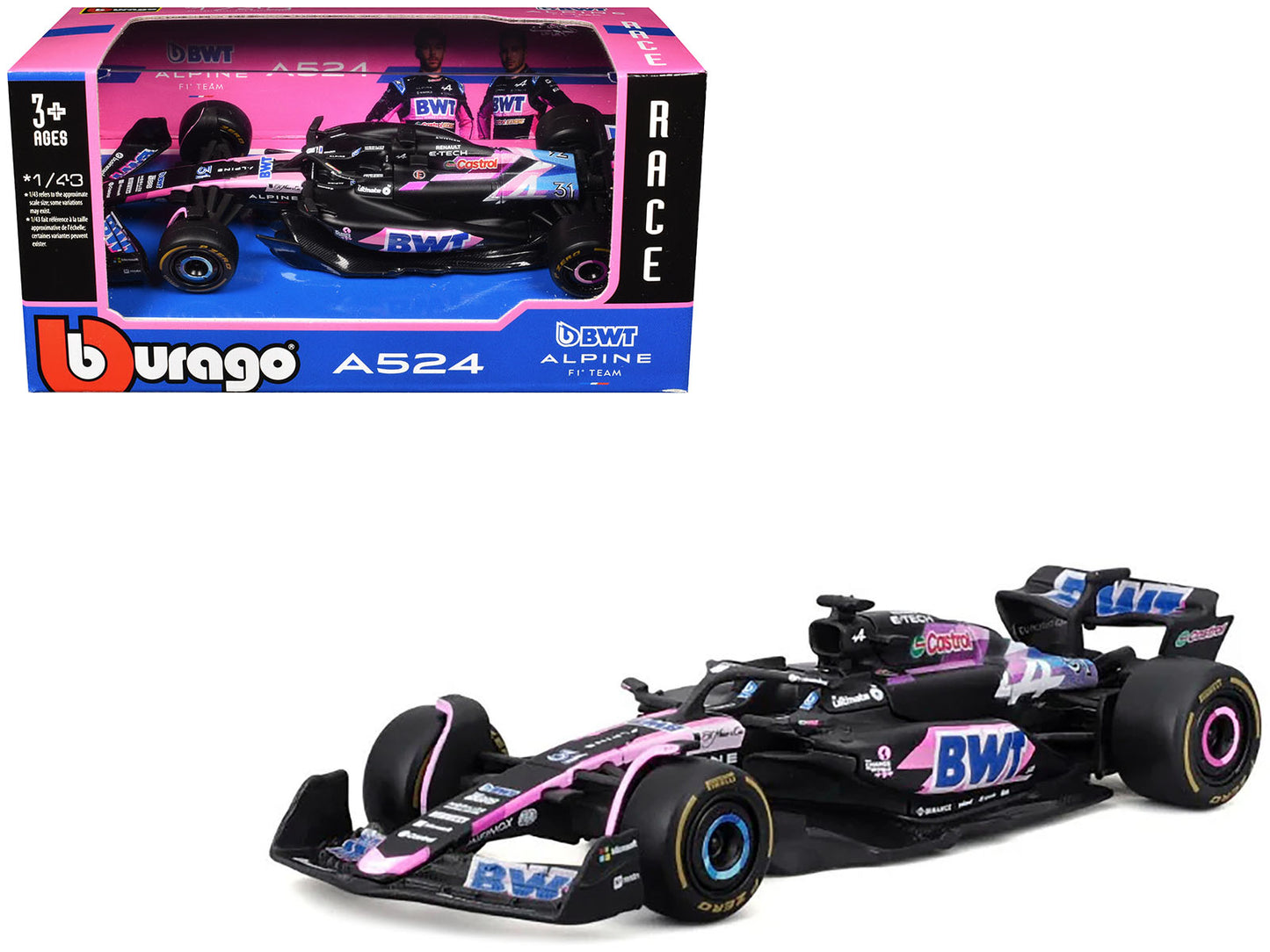 Alpine A524 #31 Esteban Ocon "BWT" "Formula One F1 World Championship" (2024) "Race" Series 1/43 Diecast Model Car by Bburago