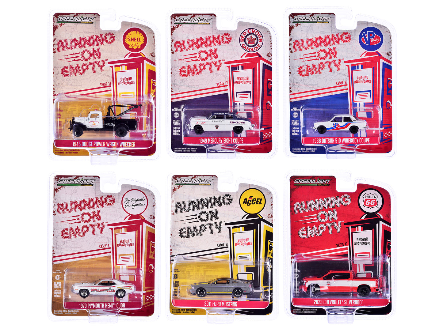 "Running on Empty" 6 piece Set Series 17 1/64 Diecast Model Cars by Greenlight - Use code SHOPAPP15 to get 15 percent off