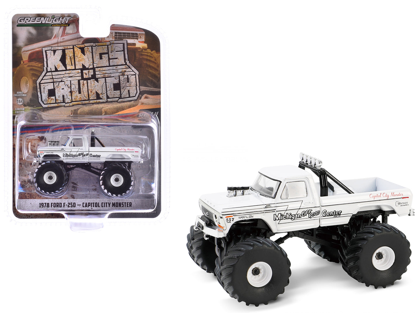 1978 Ford F-250 Monster Truck White "Capitol City Monster" "Kings of Crunch" Series 15 1/64 Diecast Model Trucks by Greenlight
