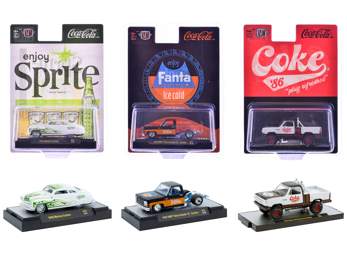 "Sodas" Set of 3 pieces Release 54 Limited Edition to 10000 pieces Worldwide 1/64 Diecast Model Cars by M2 Machines