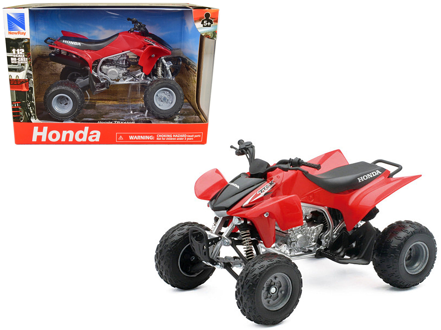 Honda TRX 450R ATV Red 1/12 Diecast Motorcycle Model by New Ray