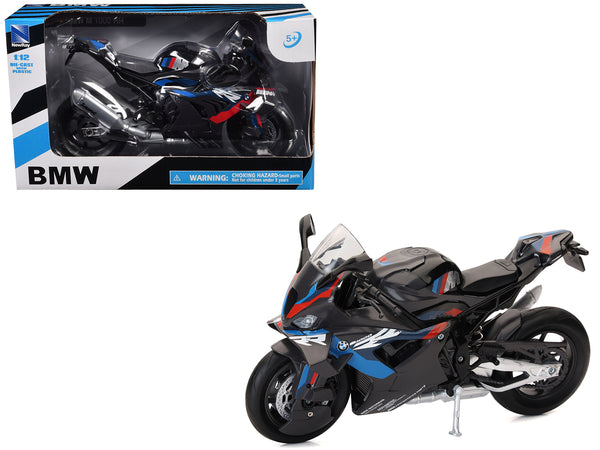 BMW M 1000 RR Motorcycle Black with Red and Blue Stripes 1/12 Diecast Model by New Ray BMW M 1000 RR Motorcycle Black with Red and Blue Stripes 1/12 Diecast Model by New Ray