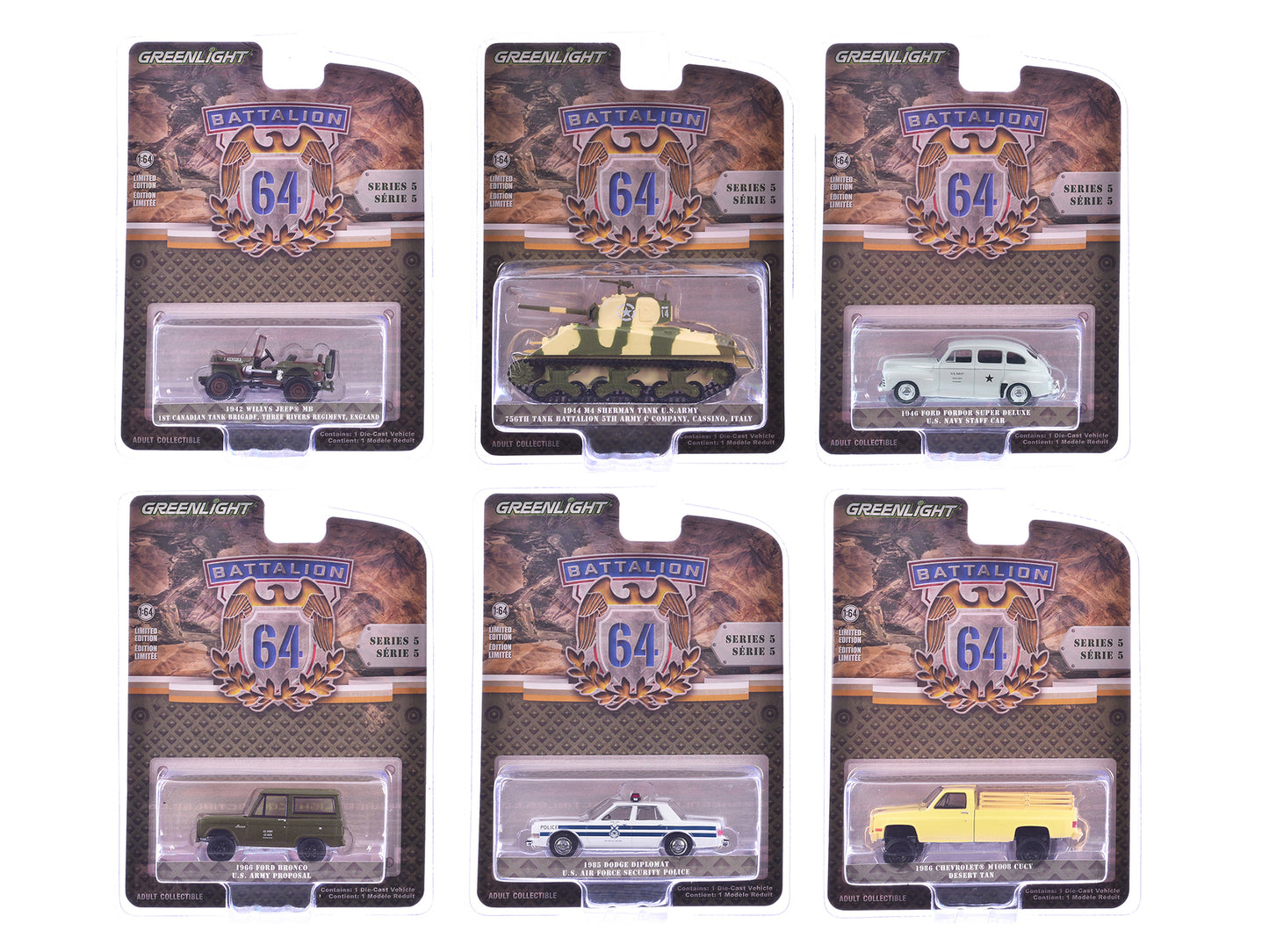 "Battalion 64" Series 5 Set of 6 pieces 1/64 Diecast Models by Greenlight