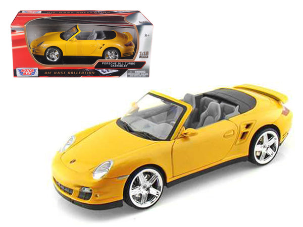 Porsche 911 (997) Turbo Convertible Yellow 1/18 Diecast Car Model by Motormax Porsche 911 (997) Turbo Convertible Yellow 1/18 Diecast Car Model by Motormax