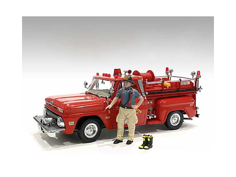 "Firefighters" Getting Ready Figure with Boots Accessory for 1/18 Scale Models by American Diorama - Use code SHOPAPP15 to get 15 percent off