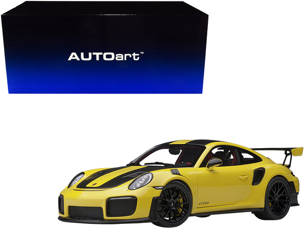 Porsche 911 (991.2) GT2 RS Weissach Package Racing Yellow with Carbon Stripes 1/18 Model Car by Autoart Porsche 911 (991.2) GT2 RS Weissach Package Racing Yellow with Carbon Stripes 1/18 Model Car by Autoart