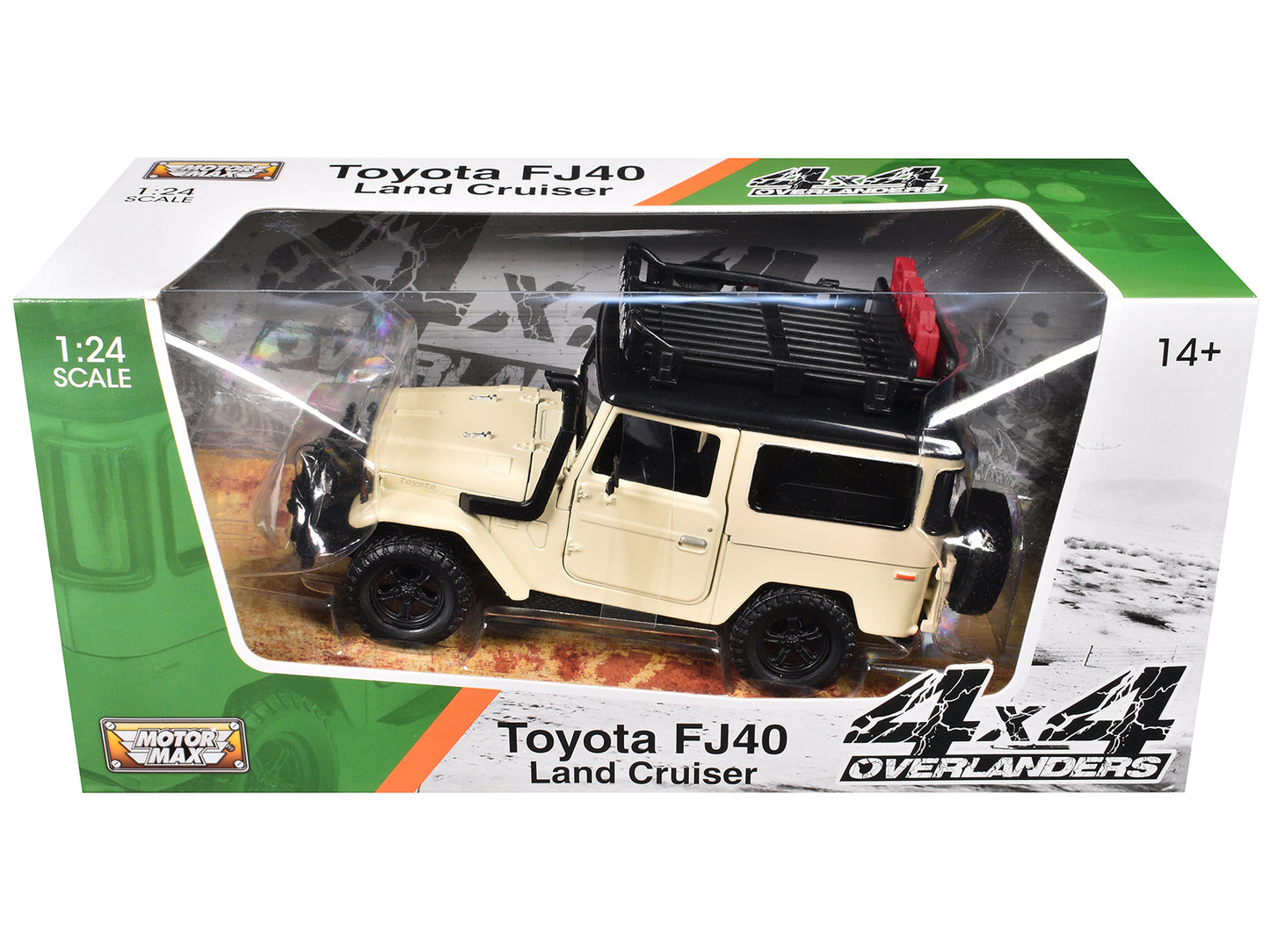 Toyota FJ40 Land Cruiser Beige "4x4 Overlanders" Series 1/24 Diecast Model Car by Motormax