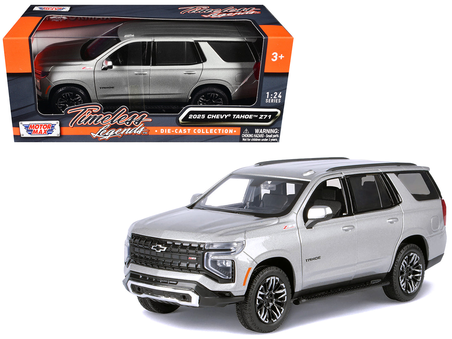 2025 Chevrolet Tahoe Z71 Gray Metallic "Timeless Legends" Series 1/24 Diecast Model Car by Motormax - Use code SHOPAPP15 to get 15 percent off