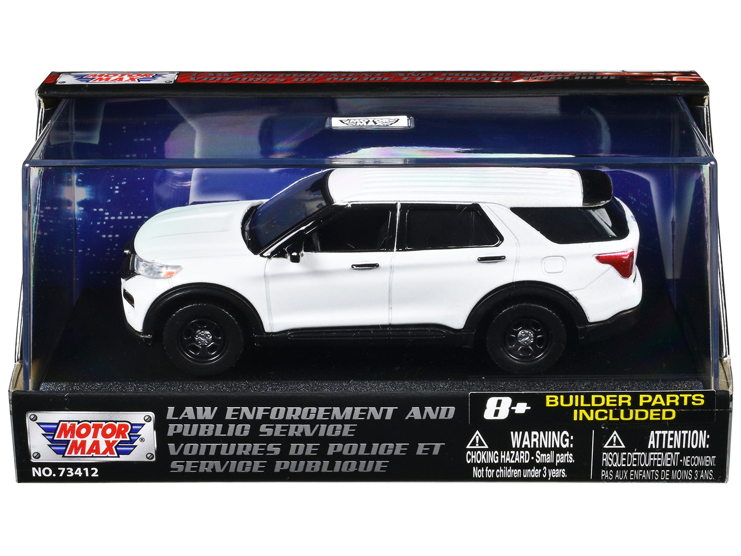 2022 Ford Police Interceptor Utility White Unmarked "Custom Builder's Kit" "Law Enforcement and Public Service" Series 1/43 Diecast Model Car by Motormax - Use code SHOPAPP15 to get 15 percent off