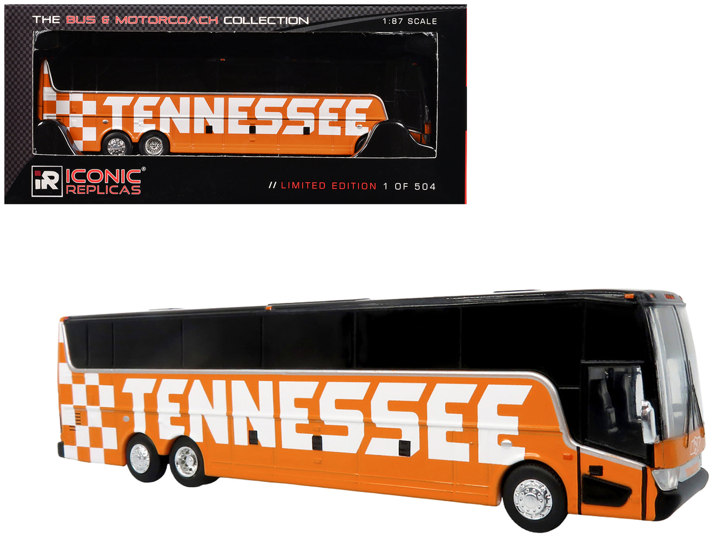Van Hool TX-45 Motorcoach Bus "Premier Transportation - University of Tennessee" Orange and Black "The Bus and Motorcoach Collection" Limited Edition to 504 pieces Worldwide 1/87 (HO) Diecast Model by Iconic Replicas