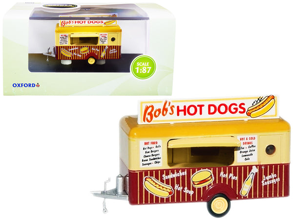 "Bob's Hot Dogs" Mobile Food Trailer 1/87 (HO) Scale Diecast Model by Oxford Diecast "Bob's Hot Dogs" Mobile Food Trailer 1/87 (HO) Scale Diecast Model by Oxford Diecast