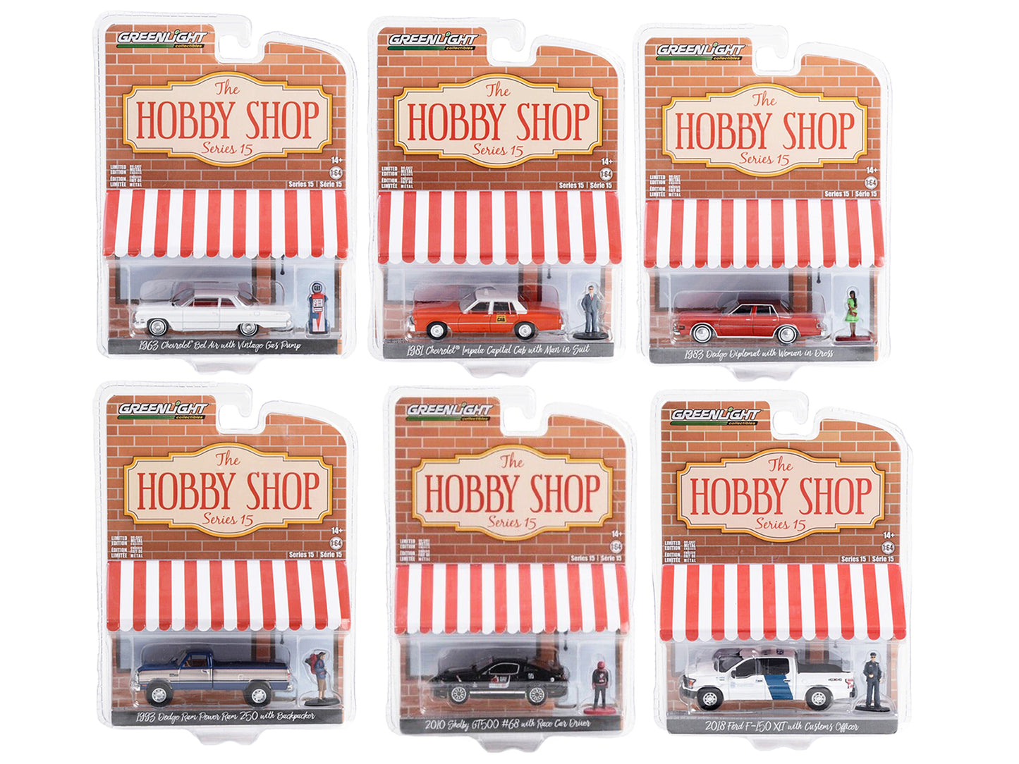 "The Hobby Shop" Set of 6 pieces Series 15 1/64 Diecast Model Cars by Greenlight