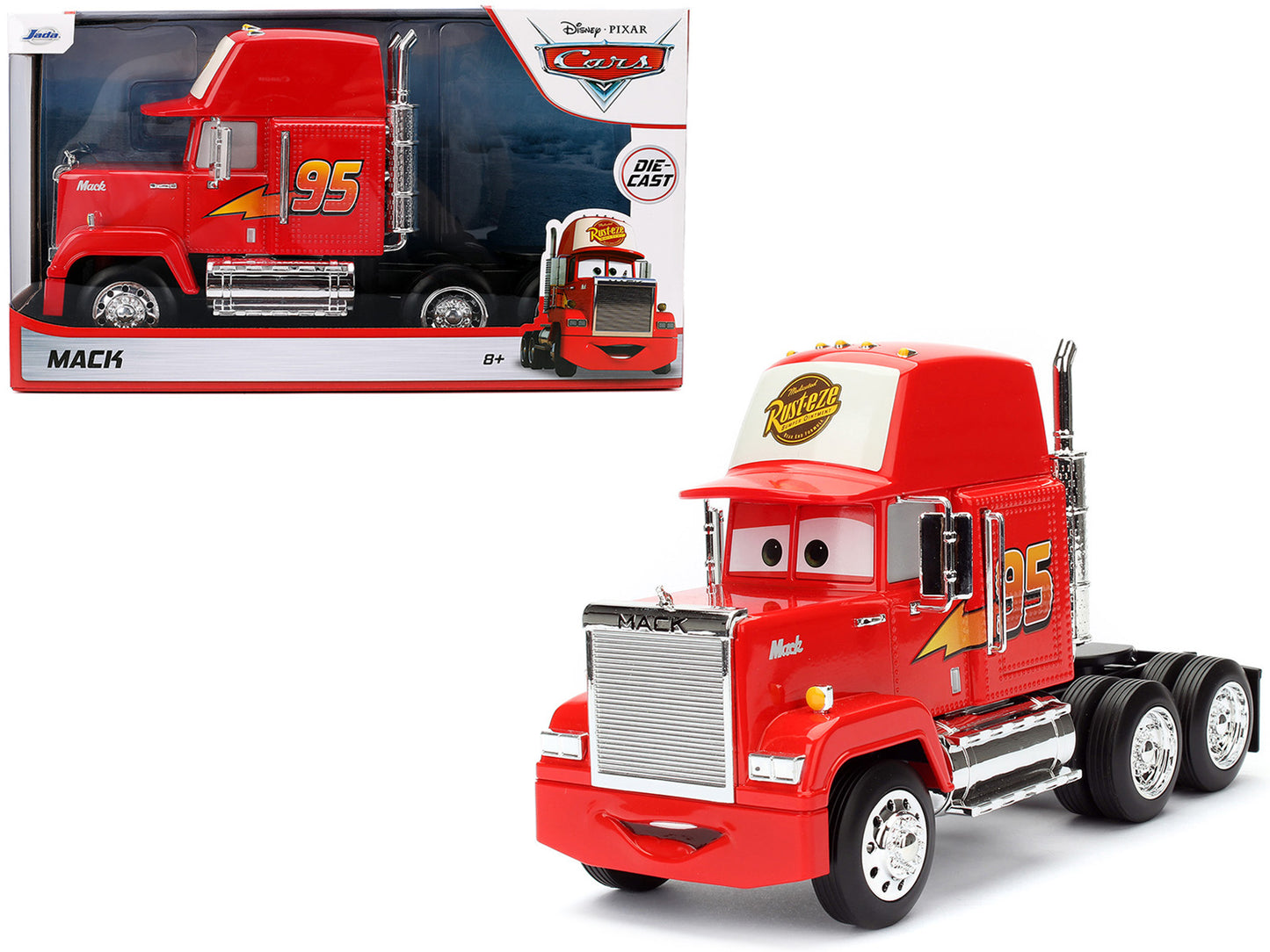 Mack Truck #95 Red "Cars" (2006) Movie "Hollywood Rides" Series Diecast Model Car by Jada
