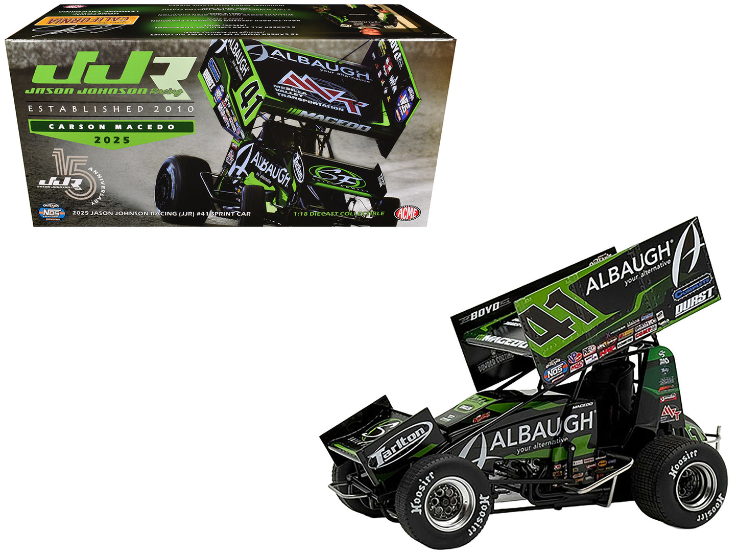 Winged Sprint Car #41 Carson Macedo "Albaugh" Jason Johnson Racing (2025) 1/18 Diecast Model Car by ACME