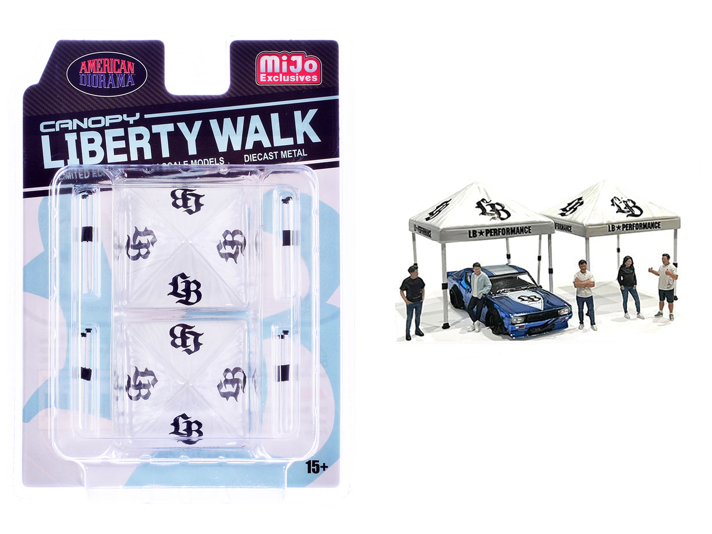 "Liberty Walk" Canopy 2 Piece Set White Limited Edition for 1/64 Scale Models by American Diorama - Use code SHOPAPP15 to get 15 percent off