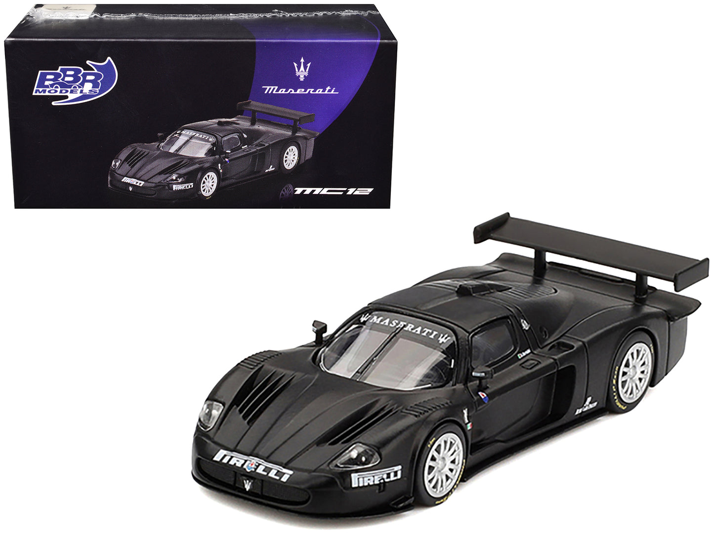 Maserati MC12 Competizione "Test Fiorano 2004" Matt Black 1/64 Diecast Model Car by BBR - Use code SHOPAPP15 to get 15 percent off