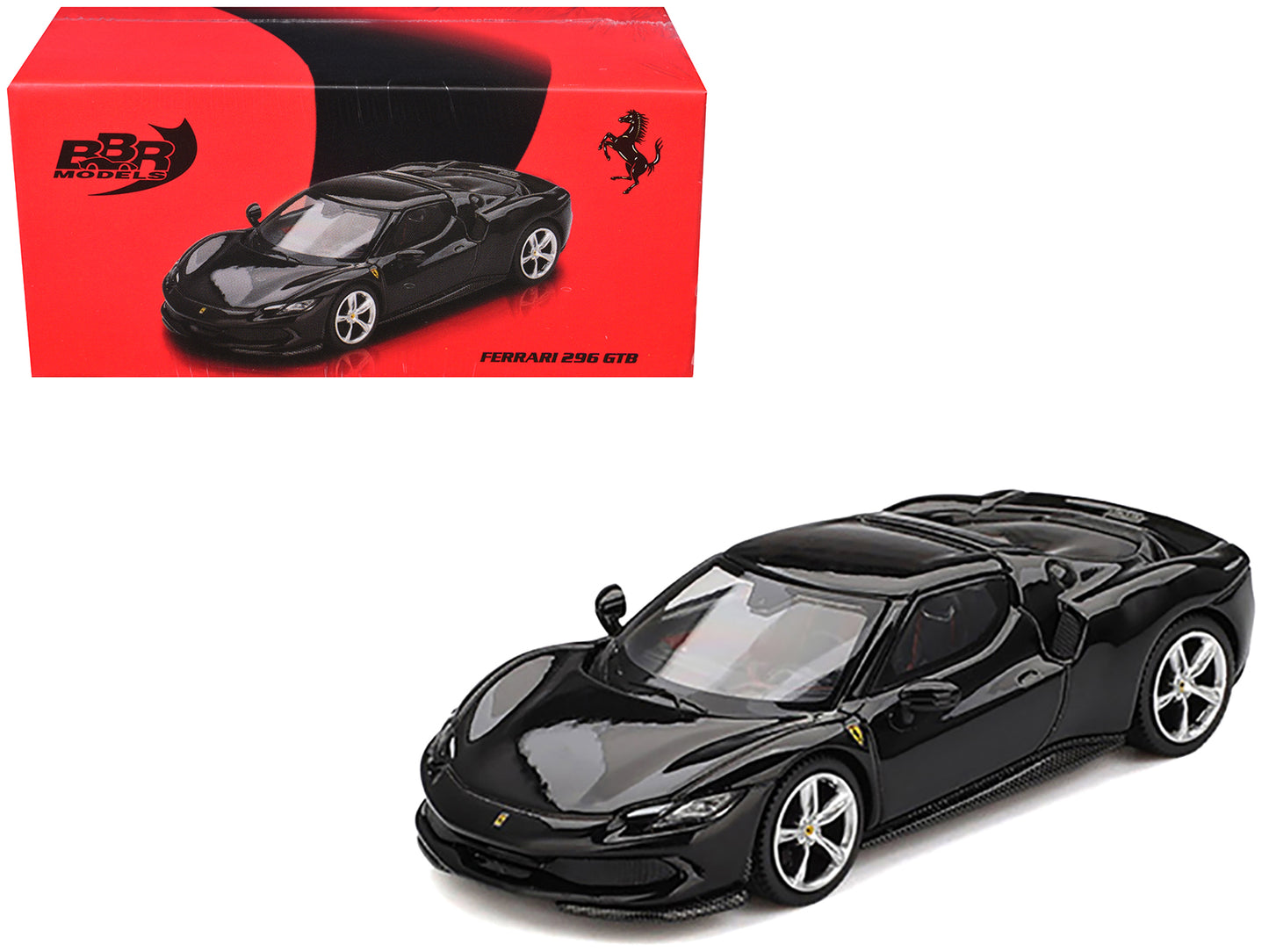 Ferrari 296 GTB Nero Daytona Black 1/64 Diecast Model Car by BBR - Use code SHOPAPP15 to get 15 percent off
