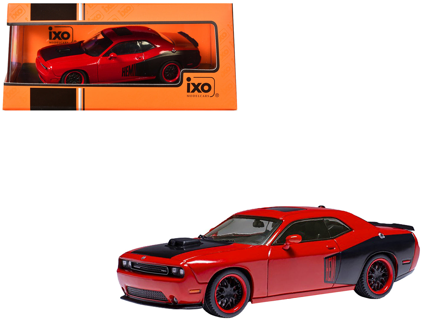 2009 Dodge Challenger SRT8 Red with Black Accents 1/43 Diecast Model by IXO Models - Use code SHOPAPP15 to get 15 percent off