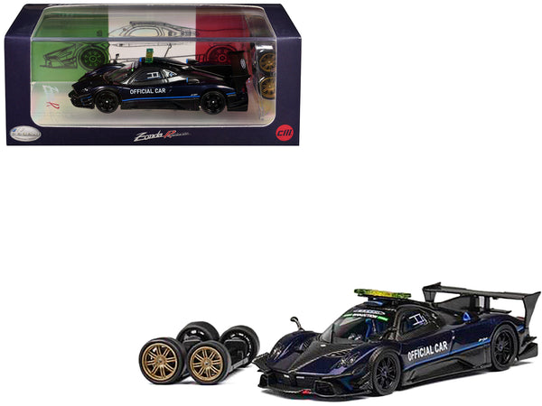 Pagani Zonda Revolucion "Official Car" Dark Blue and Carbon with Extra Wheels 1/64 Diecast Model Car by CM Model Pagani Zonda Revolucion "Official Car" Dark Blue and Carbon with Extra Wheels 1/64 Diecast Model Car by CM Model