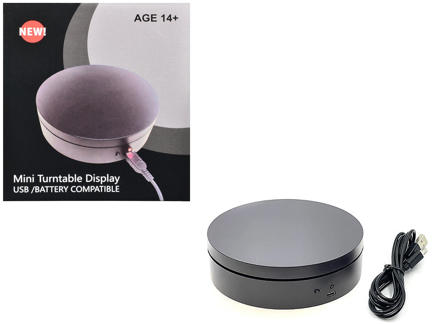 Mini Turntable Rotating Display Stand 4.75" with Black Base for 1/64 Scale Model Cars - Use code SHOPAPP15 to get 15 percent off