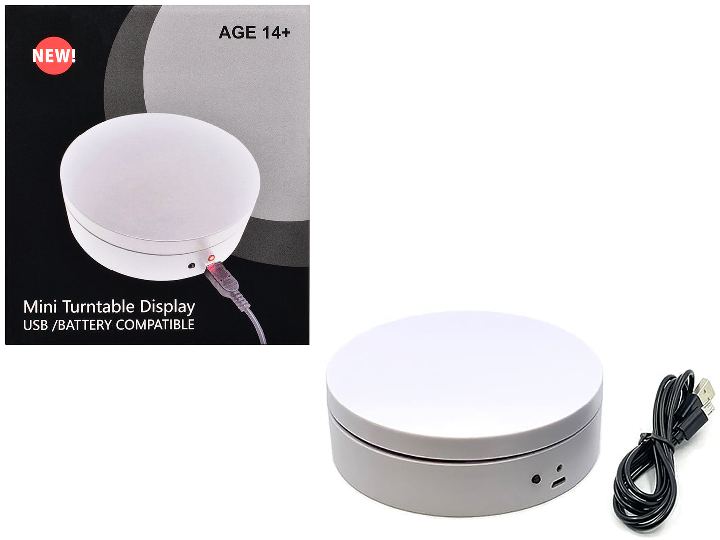 Mini Turntable Rotating Display Stand 4.75" with White Base for 1/64 Scale Model Cars - Use code SHOPAPP15 to get 15 percent off