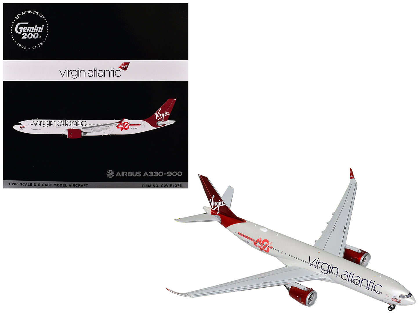Airbus A330-900 Commercial Aircraft "Virgin Atlantic" (G-VSRB) Gray with Red Tail "Gemini 200" Series 1/200 Diecast Model Airplane by GeminiJets