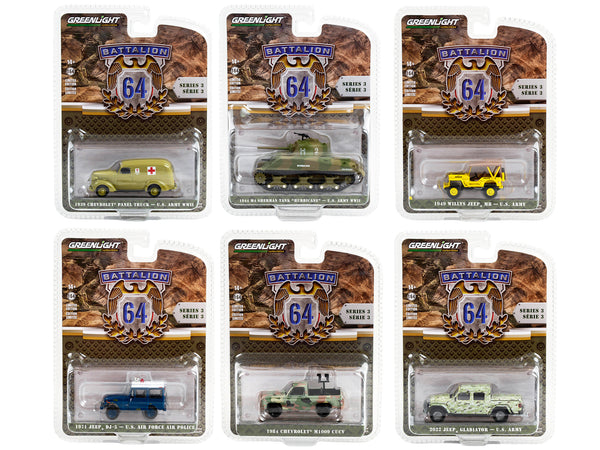 "Battalion 64" Set of 6 pieces Series 3 1/64 Diecast Models by Greenlight "Battalion 64" Set of 6 pieces Series 3 1/64 Diecast Models by Greenlight