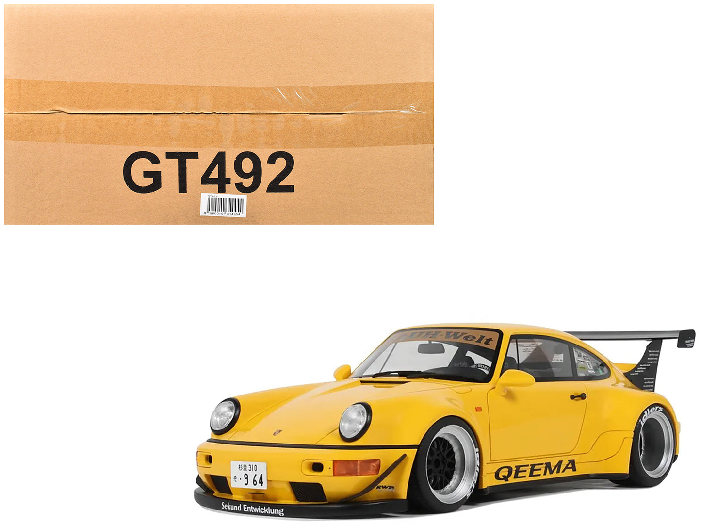 2024 Porsche 911 (964) RWB "Qeema" Yellow 1/18 Model Car by GT Spirit