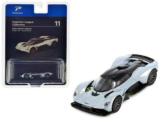 Aston Martin Valkyrie Skyfall Silver Metallic with Black Top "Hypercar League Collection" 1/64 Diecast Model Car by PosterCars