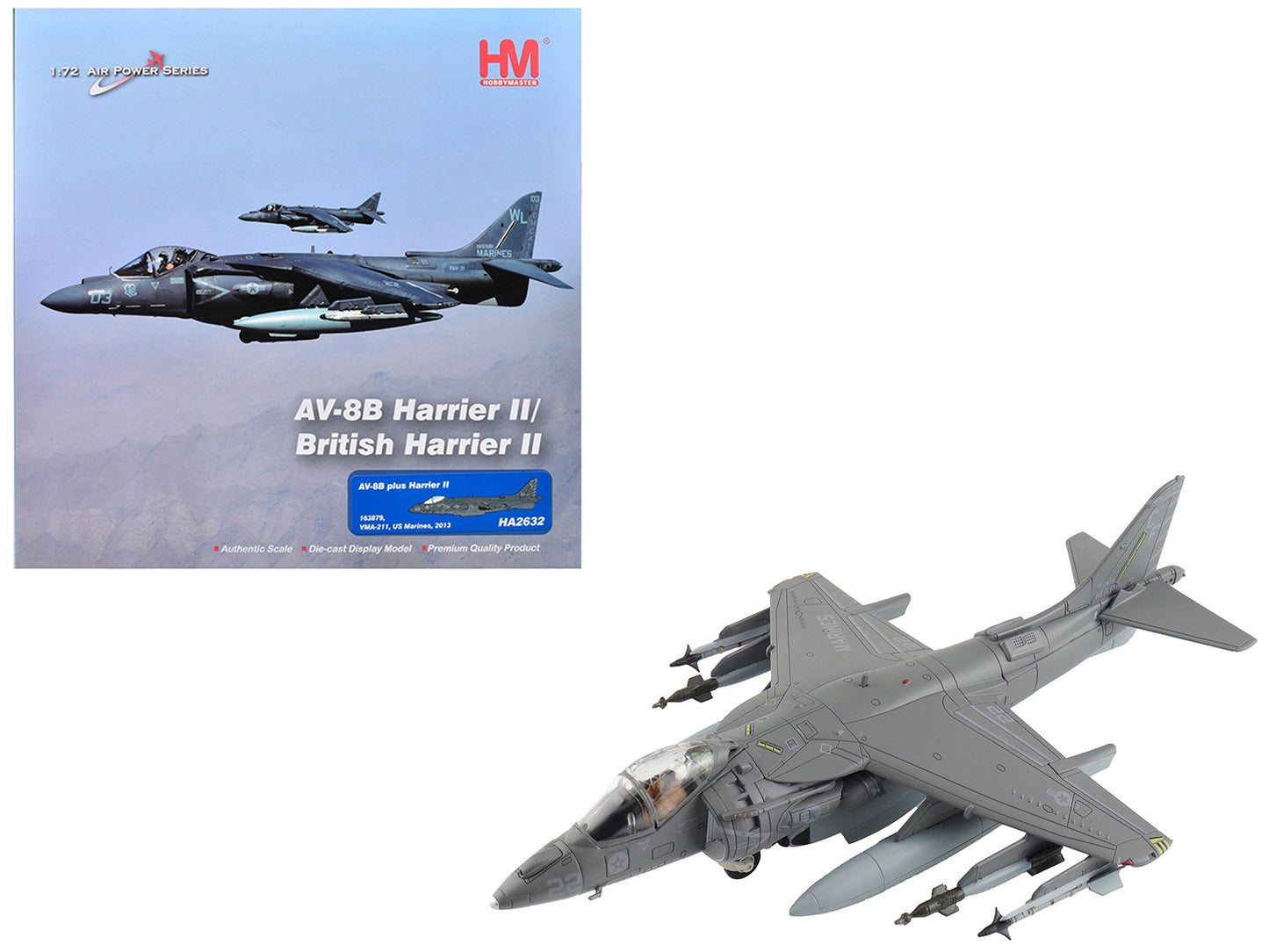 McDonnell Douglas AV-8B Plus Harrier II Aircraft "163879 VMA-211" (2013) United States Marine Corps "Air Power Series" 1/72 Diecast Model by Hobby Master