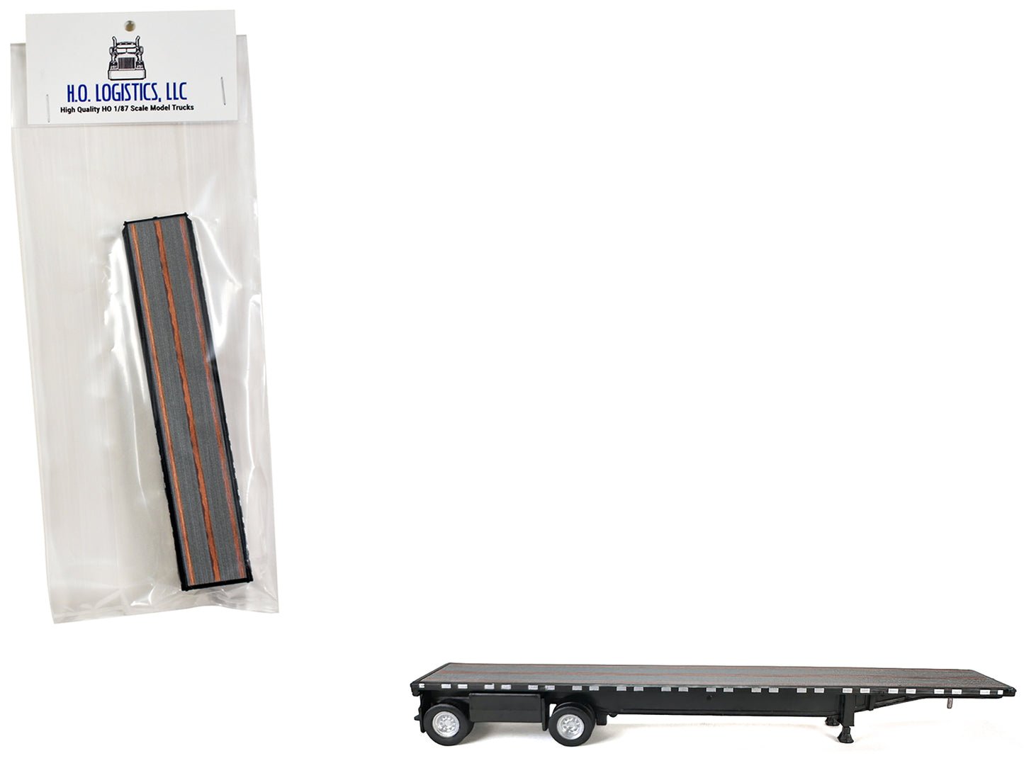High Boy Spread Axle Flatbed Trailer Black 1/87 (HO) Plastic Model Car by HO Logistics