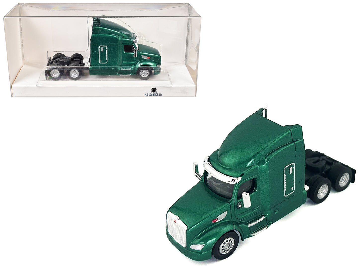 Peterbilt 579 Sleeper Cab Green Metallic 1/87 (HO) Plastic Model Car by HO Logistics - Use code SHOPAPP15 to get 15 percent off