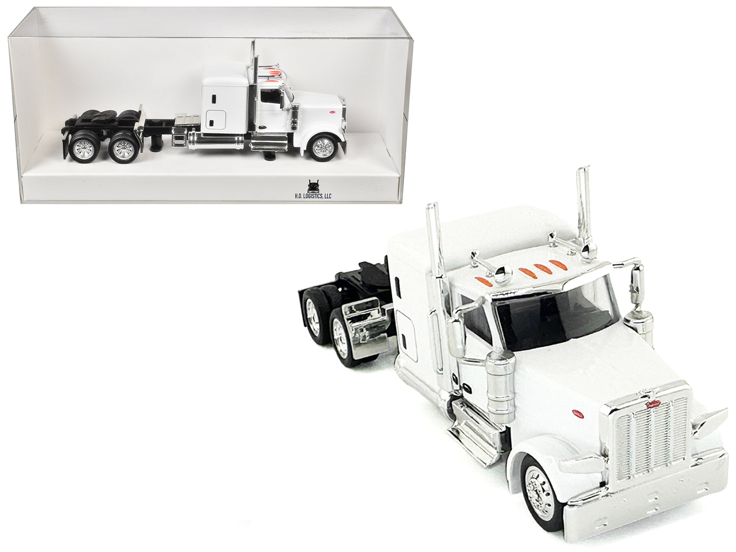 Peterbilt 589 Truck with 72 Inch Sleeper White 1/87 (HO) Plastic Model Car by HO Logistics - Use code SHOPAPP15 to get 15 percent off