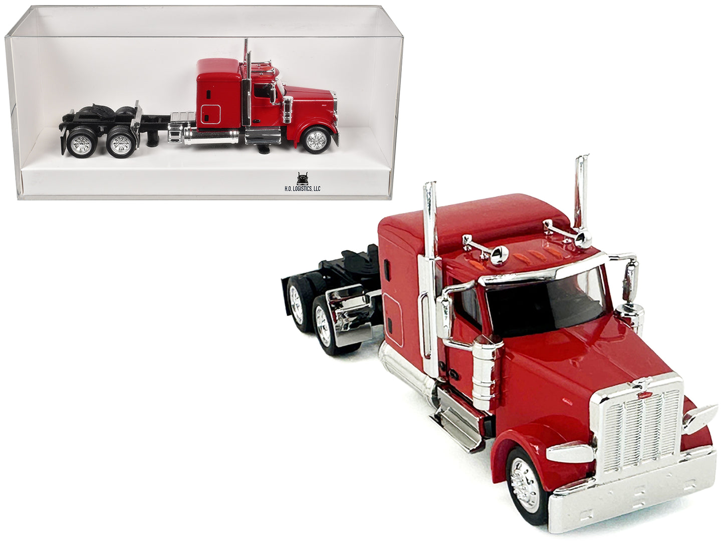 Peterbilt 589 Truck with 72 Inch Sleeper Red 1/87 (HO) Plastic Model Car by HO Logistics