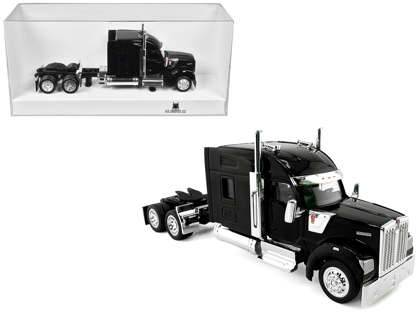 Kenworth W990 with Stand Up Sleeper Cab Black 1/87 (HO) Plastic Model Car by HO Logistics