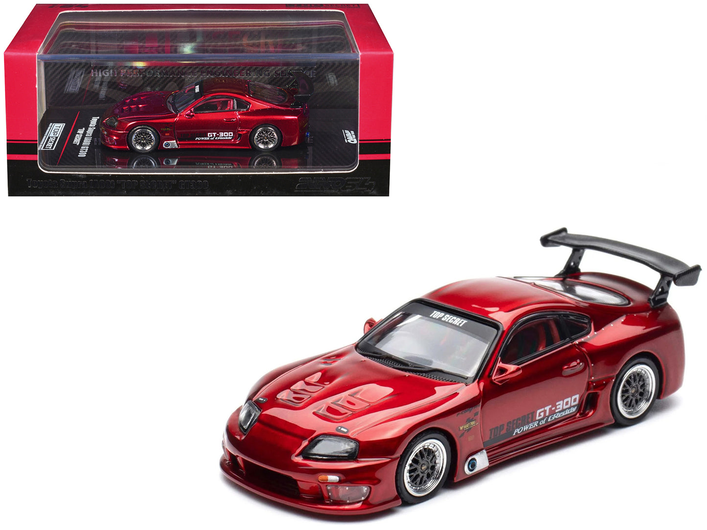 Toyota Supra (A80) "Top Secret" GT300 RHD (Right Hand Drive) Red Metallic 1/64 Diecast Model Car by Inno Models