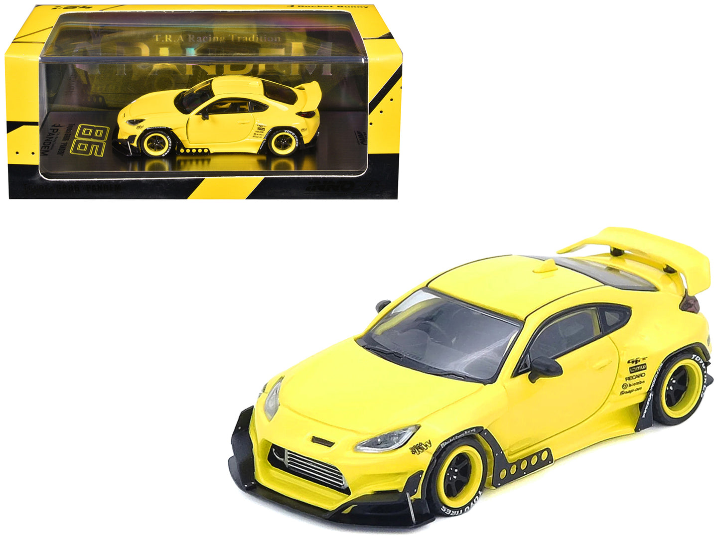 Toyota GR86 "Pandem" RHD (Right Hand Drive) Yellow 1/64 Diecast Model Car by Inno Models - Use code SHOPAPP15 to get 15 percent off