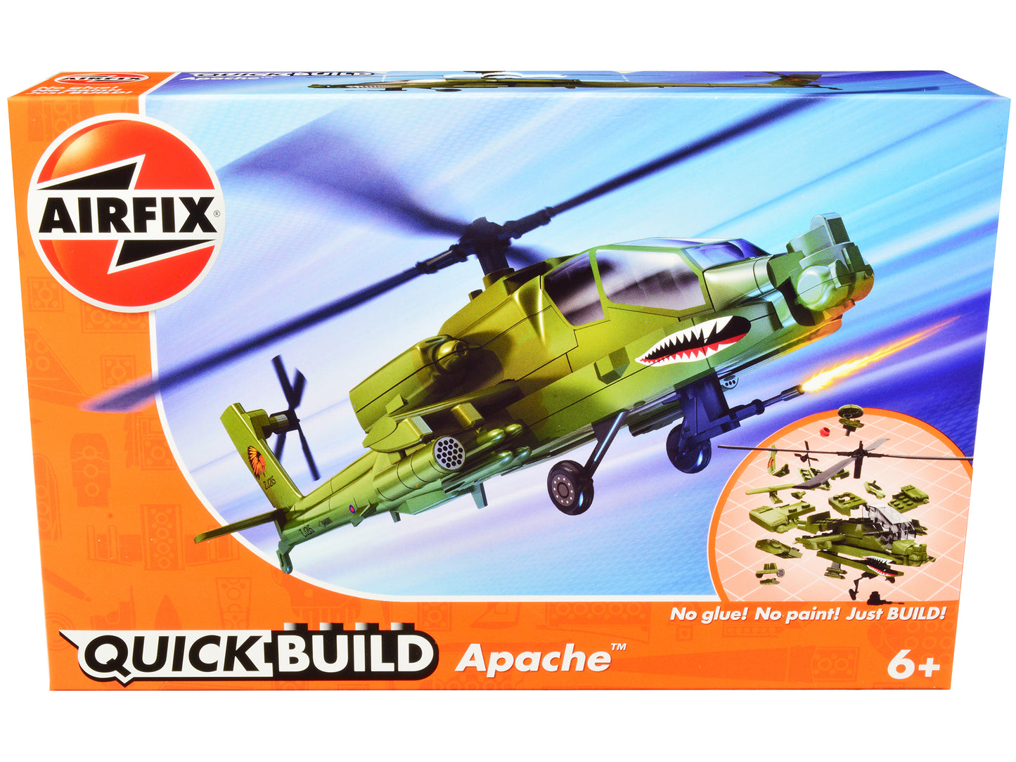 Skill 1 Model Kit Apache Snap Together Painted Plastic Model Helicopter Kit by Airfix Quickbuild